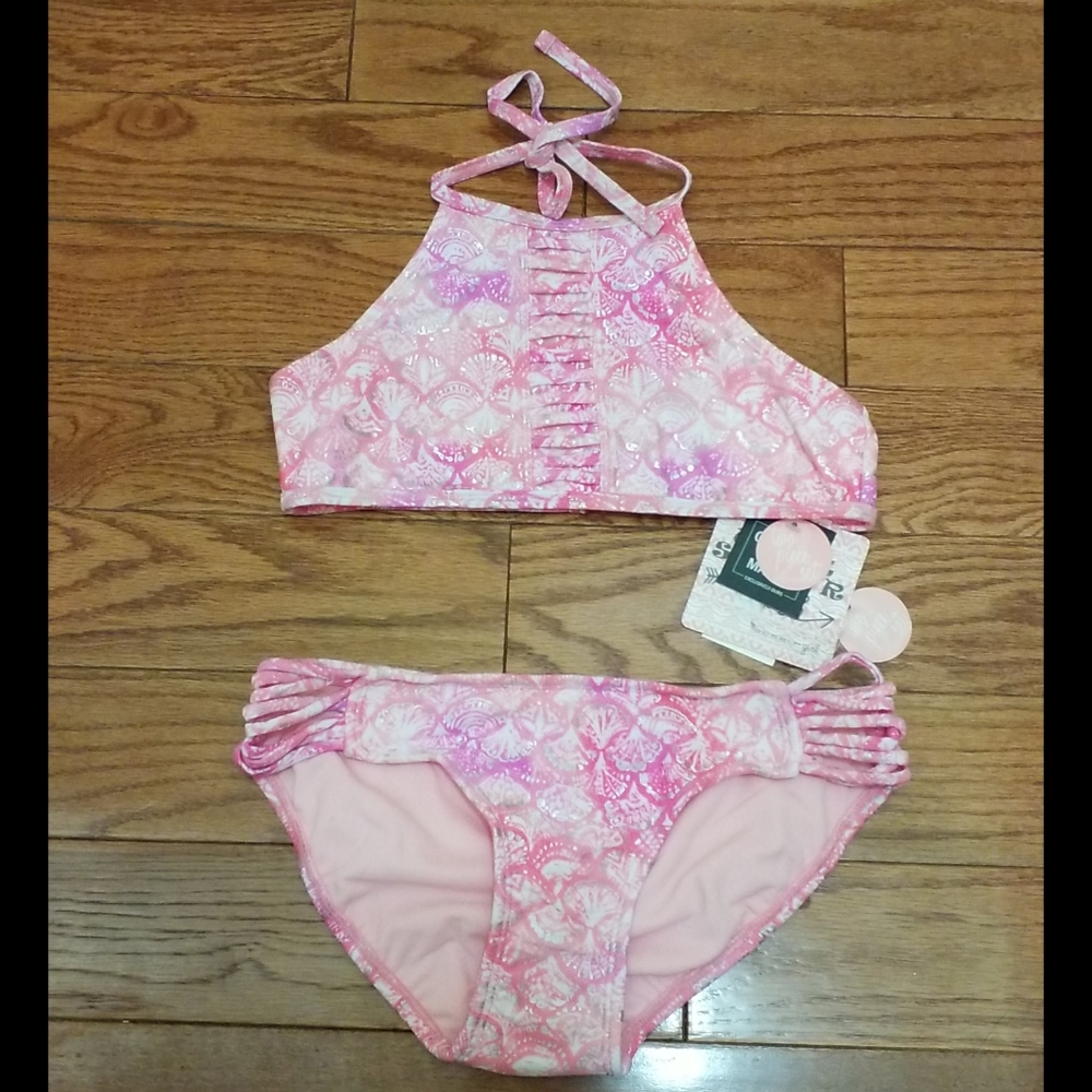 NWT Macy's Gossip Girl Ombre Pink Mermaid Bikini, size 12